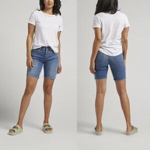 Jag Women's Mid Rise Stretch Cecilia 8" Denim Short Marine Blue Size 16 NWT